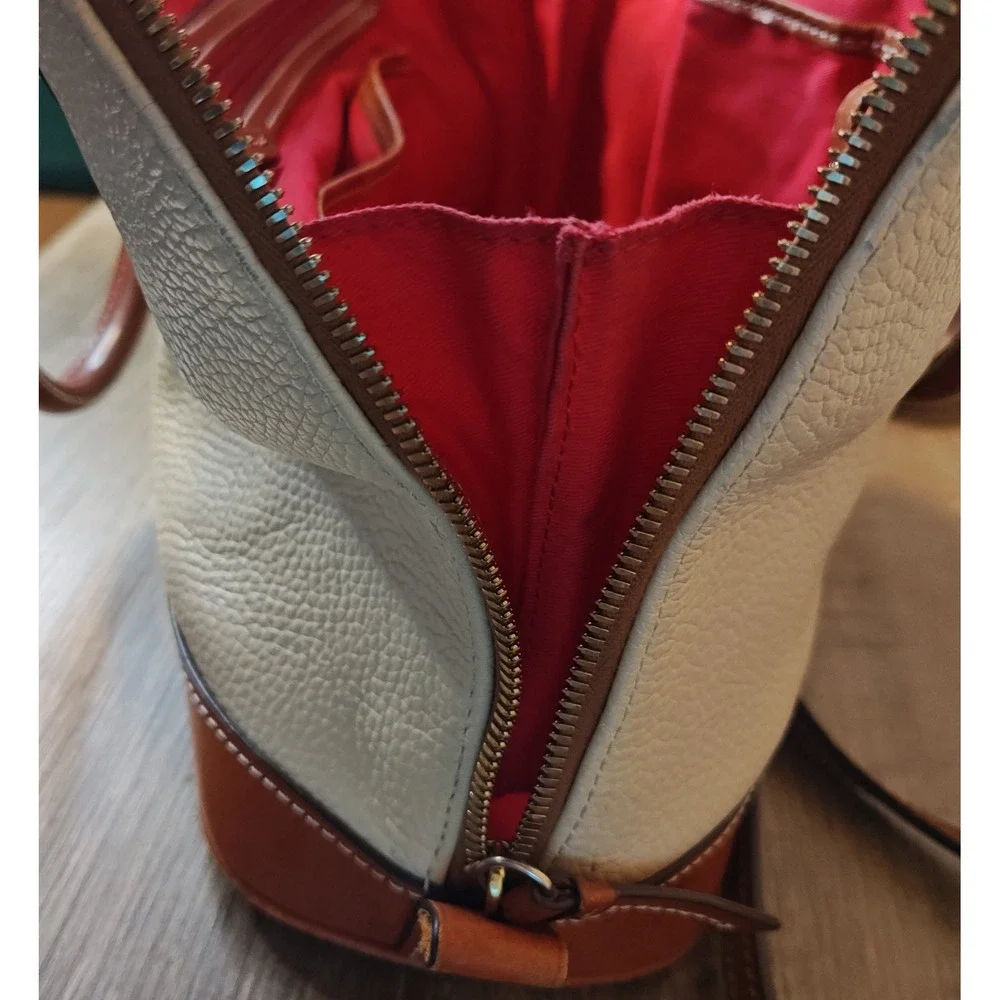 Dooney &‎ Bourke Zip Zip Satchel Cream Tan Pebbled Grain Leather Bag